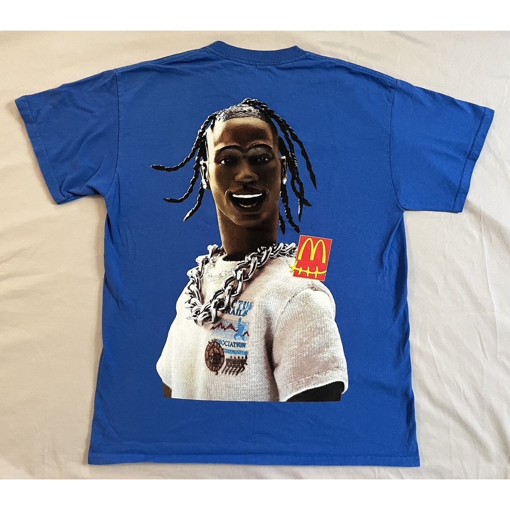T Shirt Travis Scott McDonald's Limited Edition Cactus Jack Short Sleeve Blue S
